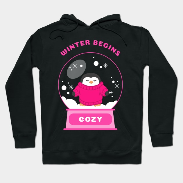 Winter Begins Cozy Penguin (Pink) Hoodie by GideonStore
